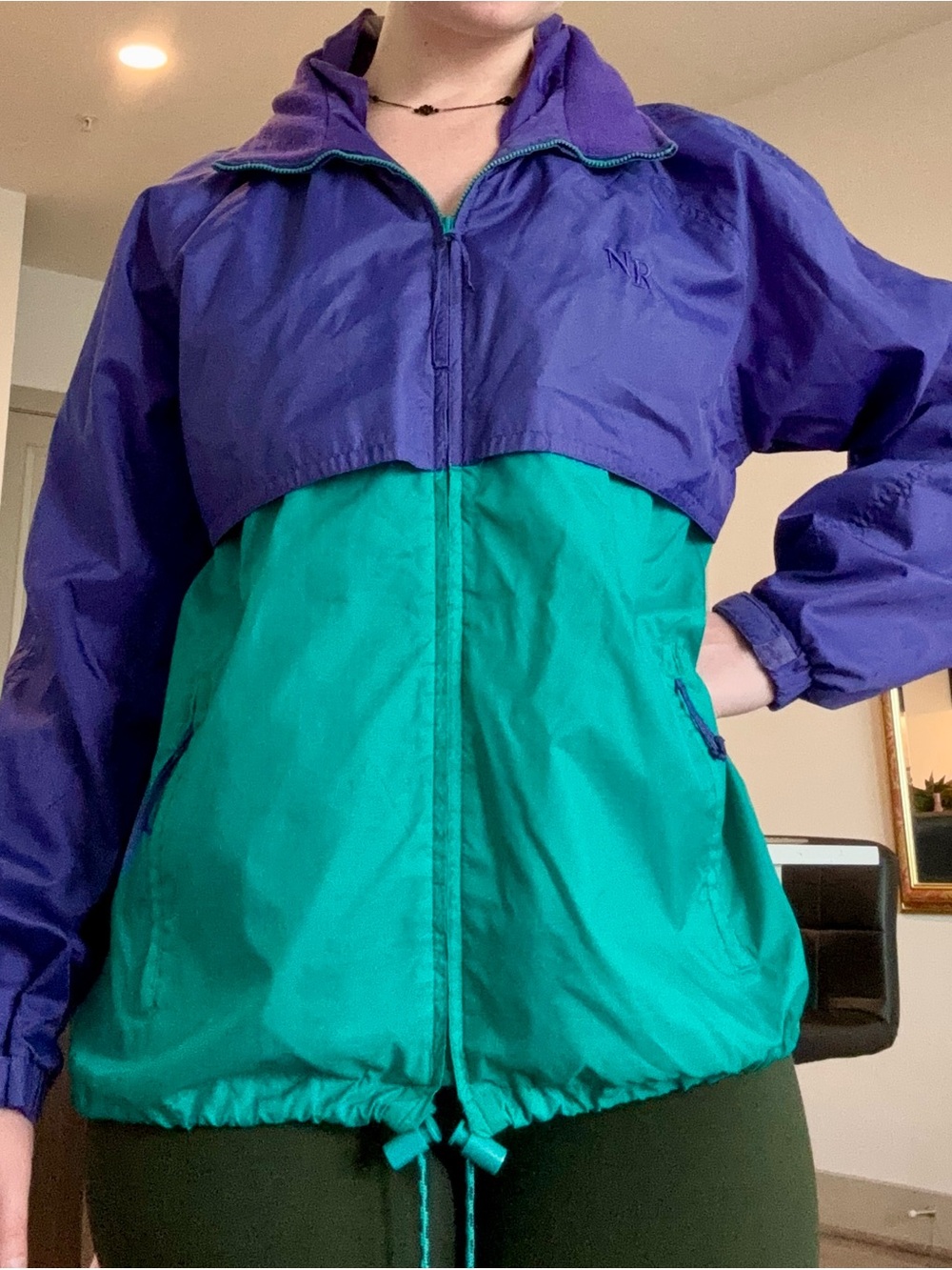 Northern Reflections Two-Tone Bomber Jacket in Purple & Teal